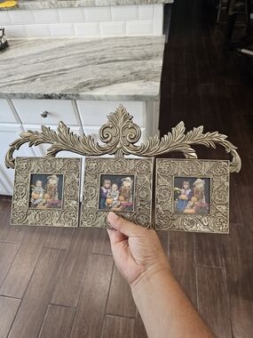 The Bombay Company 1999Ornate Triple Picture Frame in Antique Gold Finish